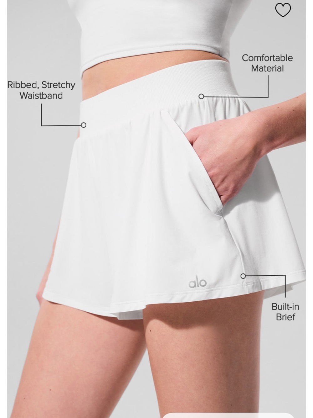 ALO Yoga White High-Rise Athletic Shorts - Picture 2 of 12